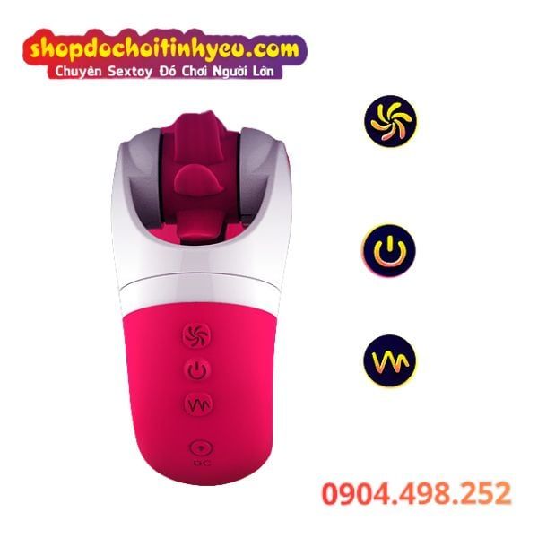 Máy Rung 12 Tần Số Kết Hợp Lưỡi Xoay Liếm Âm Vật Phụ Nữ