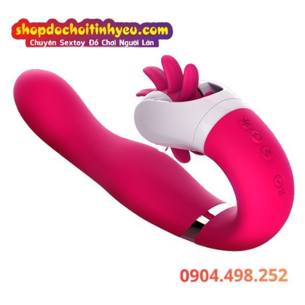 Máy Rung 12 Tần Số Kết Hợp Lưỡi Xoay Liếm Âm Vật Phụ Nữ