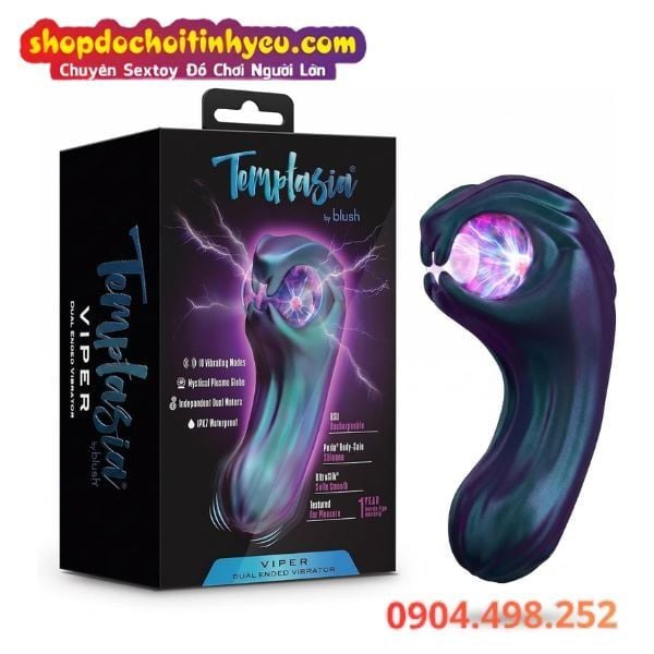 Máy Rung Hai Đầu Hình Rắn Ngậm Quả Cầu Điện Plasma TEMPTASIA