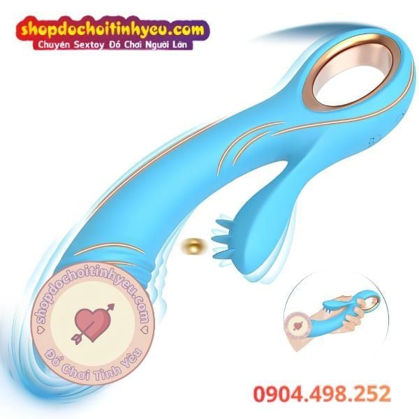Máy rung mô phỏng dương vật lưỡi massage âm đạo điểm G 2 đầu