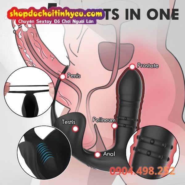 Máy Rung Thụt Massage Hậu Môn Kèm Vòng Khóa Tinh Ôm Tinh Hoàn