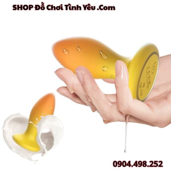 Nút Rung Hậu Môn Hai Lớp Màu Vàng Có Điều Khiển Bằng Remote