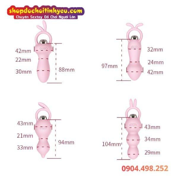 Nút Rung Tai Thỏ Nhét Lỗ Hậu Đa Tần Số Kích Thích Cực Mạnh