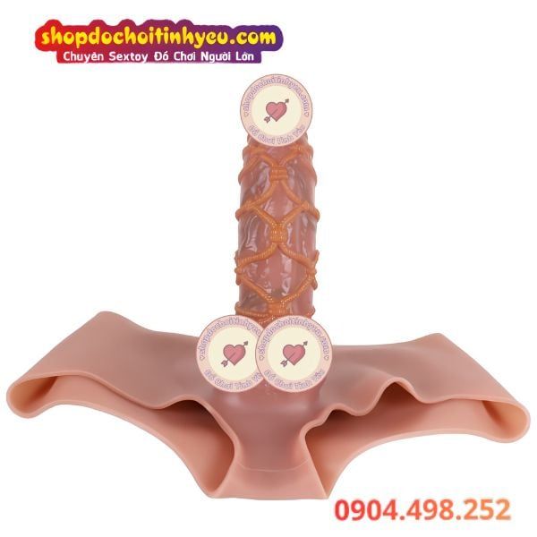 Quần Nối Liền Dương Vật Giả Rỗng Ruột Có Gân Dây Quanh Thân