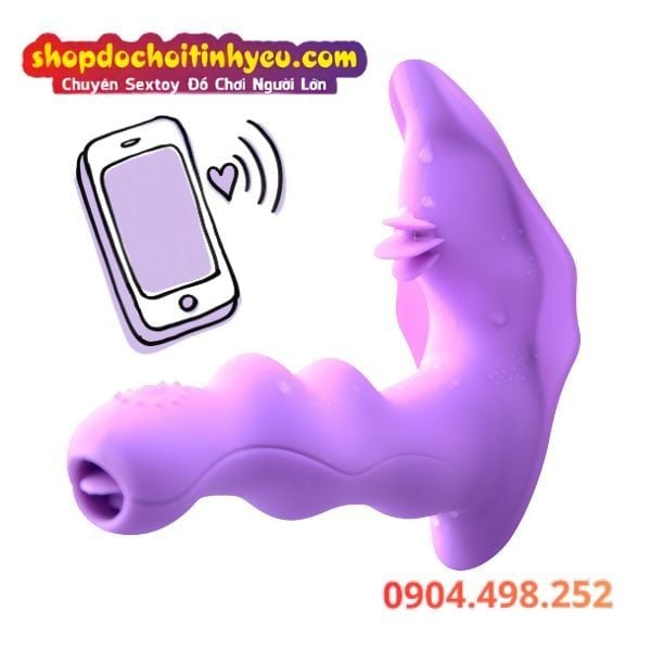 Sextoy Đeo Âm Đạo Gợn Sóng Rung Liếm Kép Có Điều Khiển App