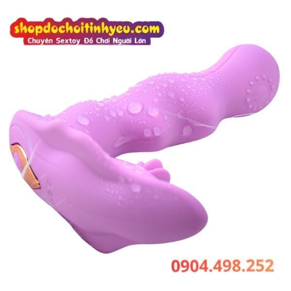 Sextoy Đeo Âm Đạo Gợn Sóng Rung Liếm Kép Có Điều Khiển App