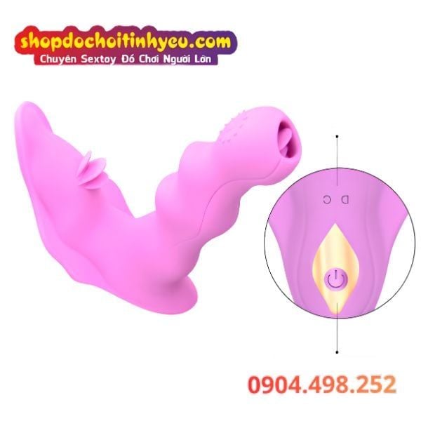 Sextoy Đeo Âm Đạo Gợn Sóng Rung Liếm Kép Có Điều Khiển App