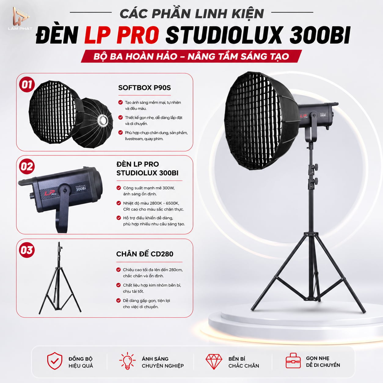 Combo đèn LP Pro Studiolux 300Bi