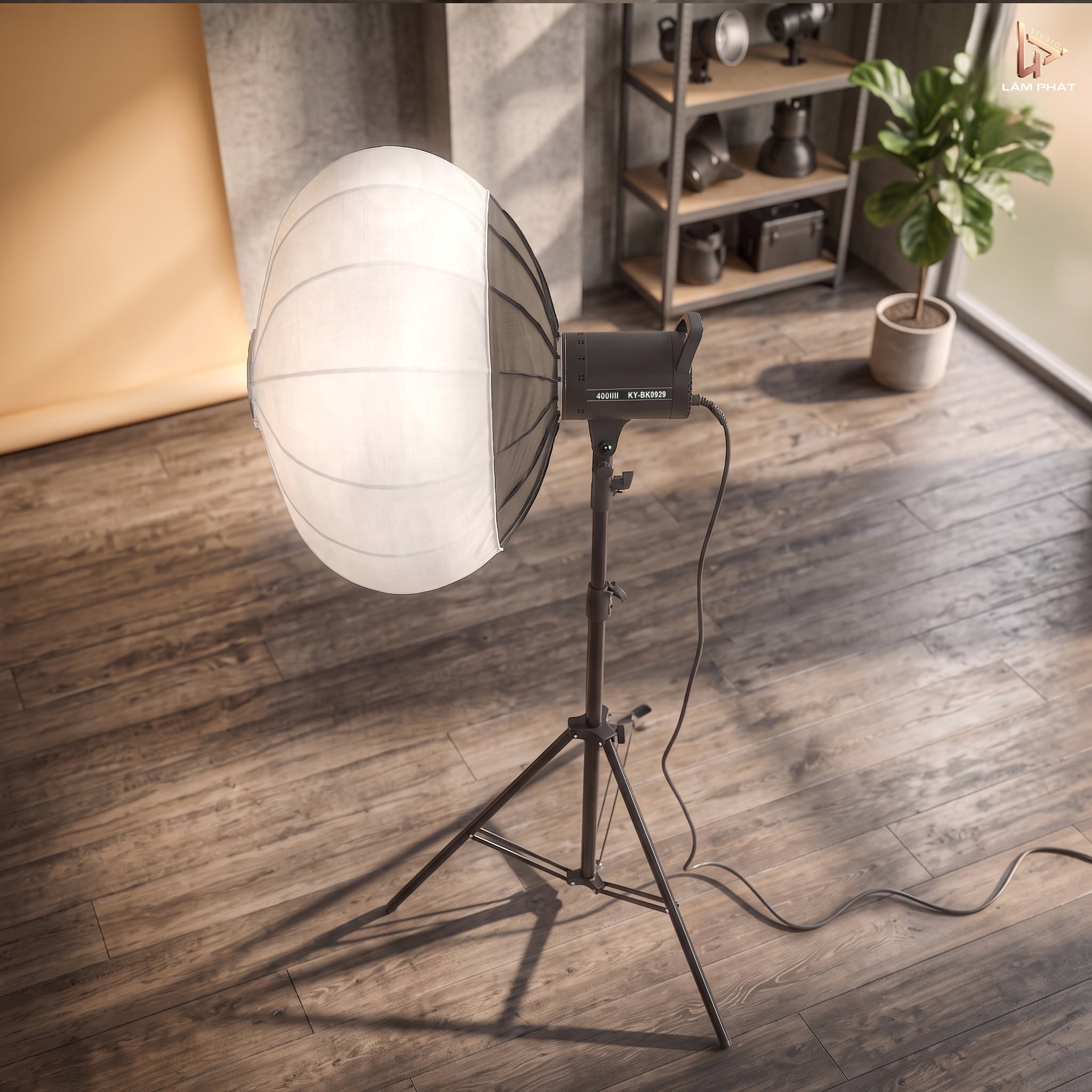 Combo Đèn Studio BK0929 & Softbox Mặt Trăng