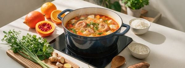 Nồi gang nấu món hầm trên bếp từ