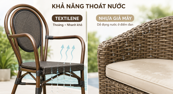 lưới textilene và nhựa giả mây