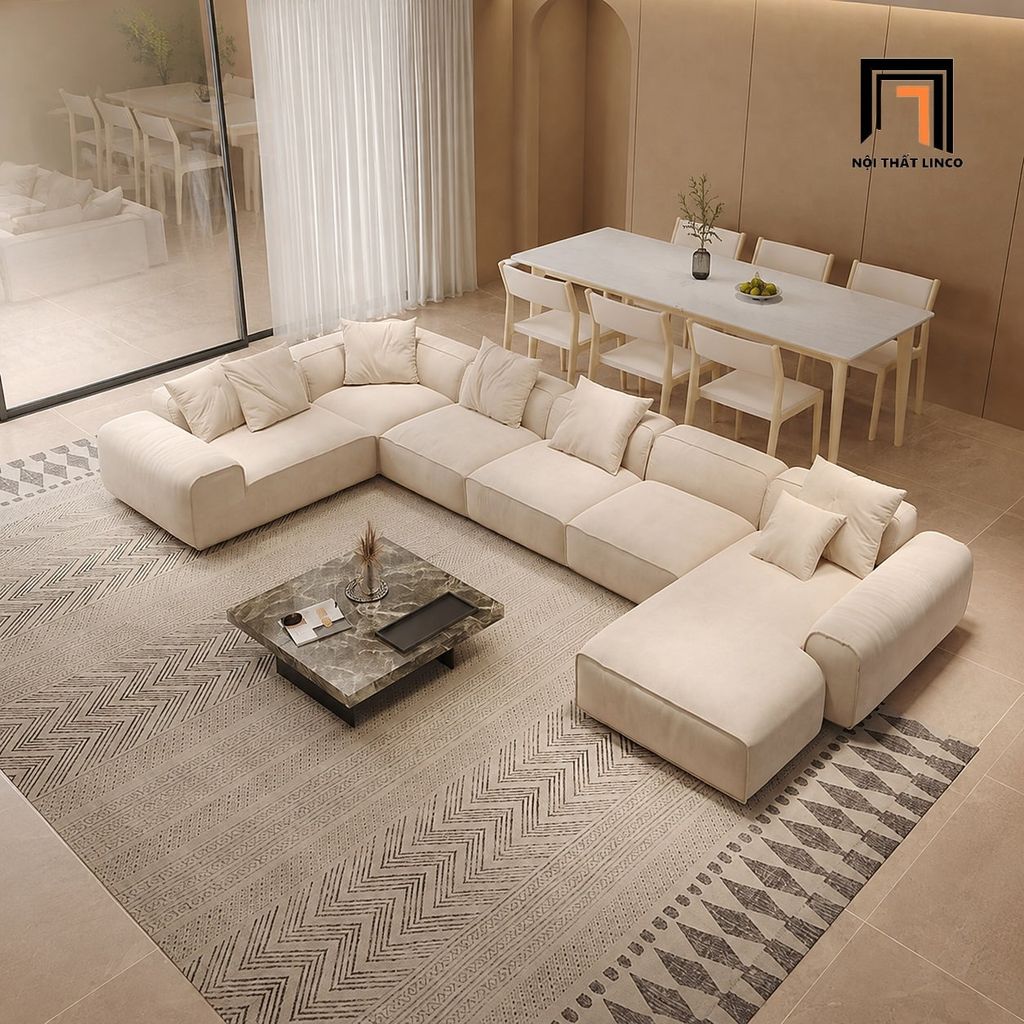 sofa chữ U sang trọng dài 3m7