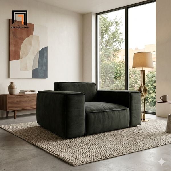 sofa, ghế sofa, sofa đơn da công nghiệp, sofa đơn bọc da, sofa đơn phòng khách hiện đại, sofa đơn da