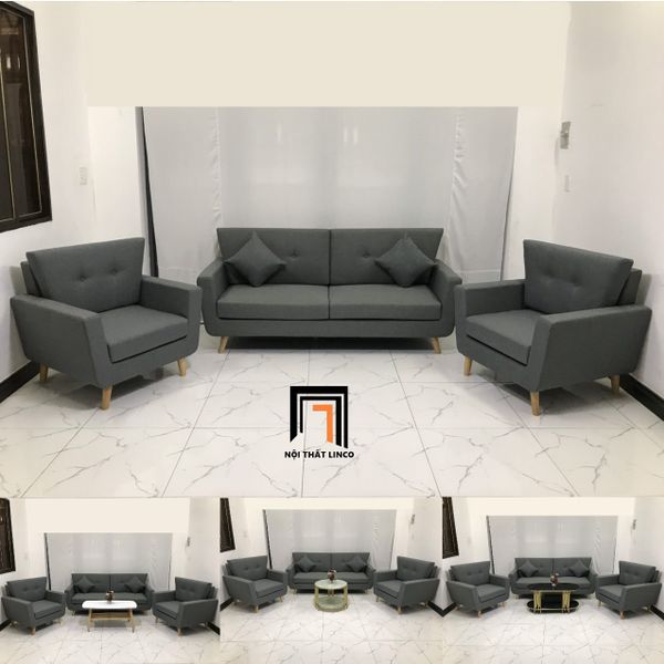 sofa, ghế sofa, bộ ghế sofa giá rẻ, set ghế sofa văn phòng, ghế sofa xám đậm, sofa màu xám lông chuột