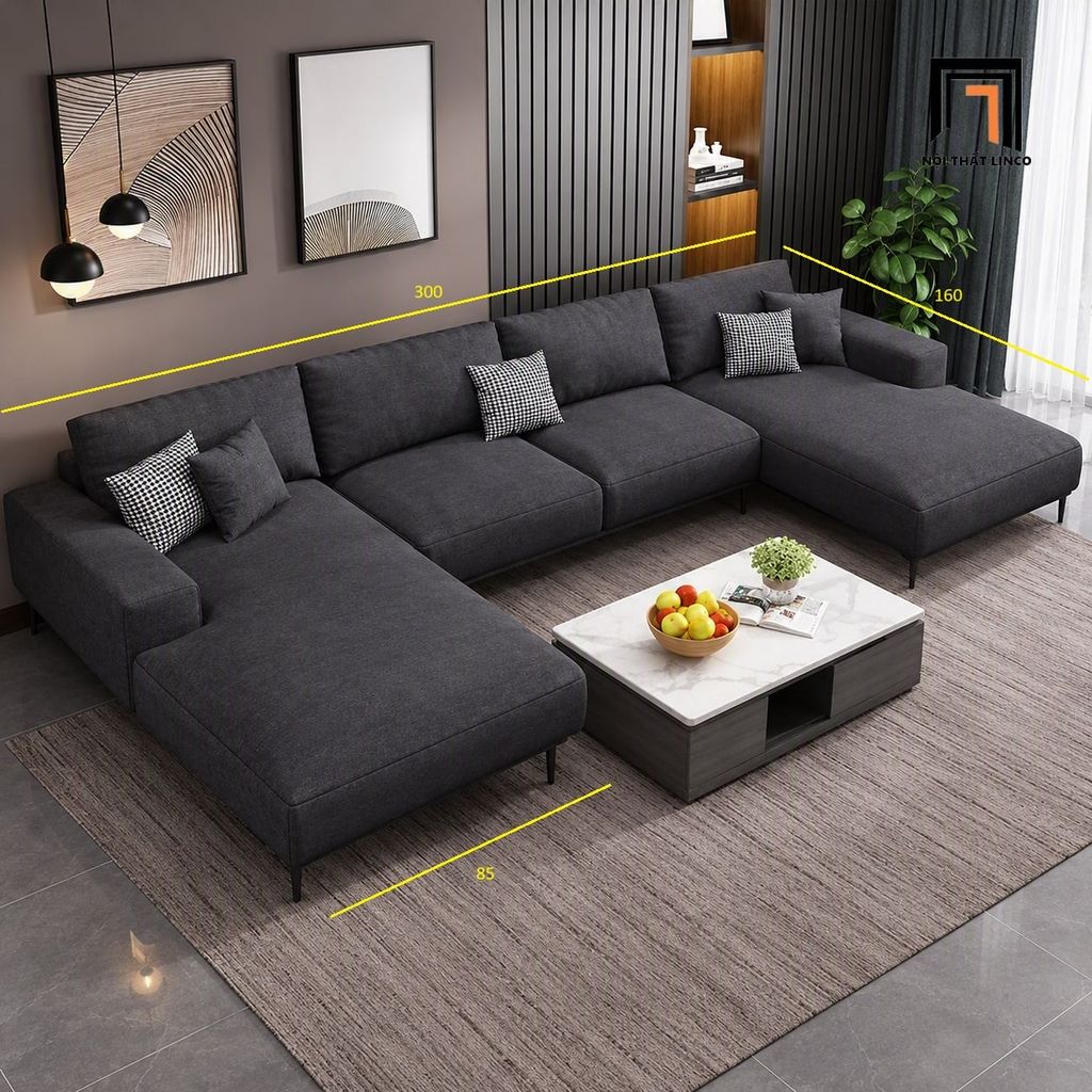 sofa dài chữ U dài 3m giá rẻ