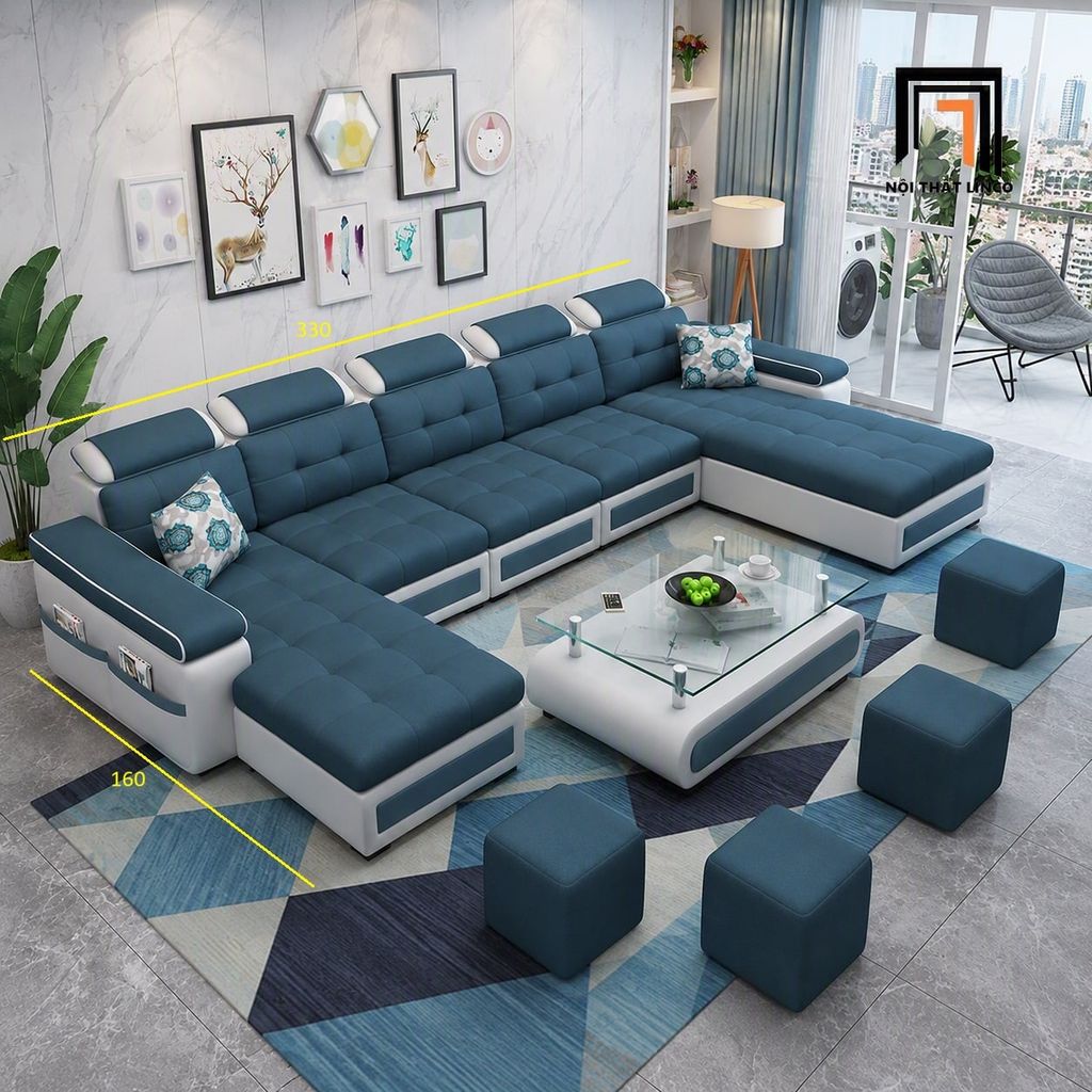 sofa chữ U dài 3m sang trọng