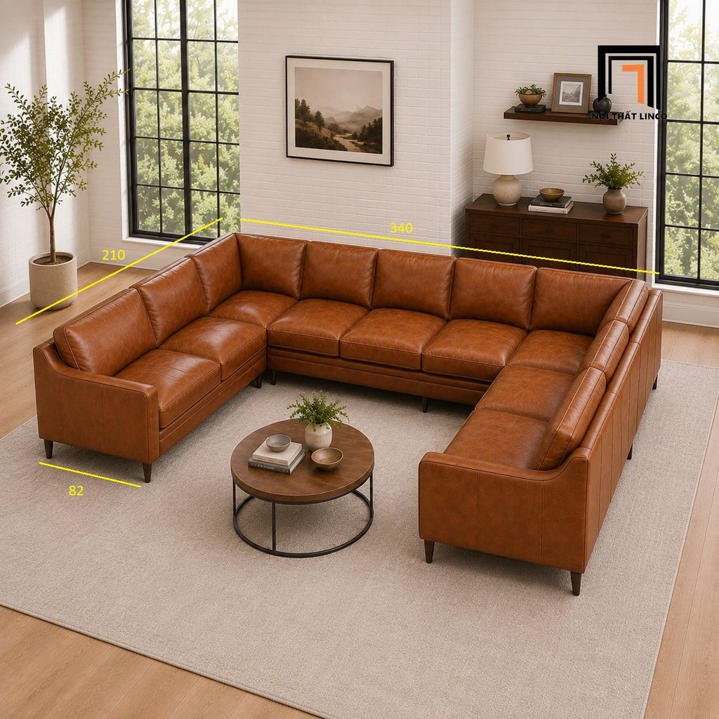 sofa chữ U dài 3m4 sang trọng