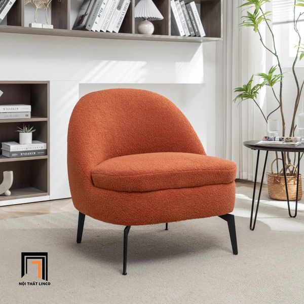 sofa, ghế sofa, sofa đơn vải lông cừu, sofa đơn màu carot, sofa đơn phòng khách, sofa đơn xinh xắn cho sảnh chờ