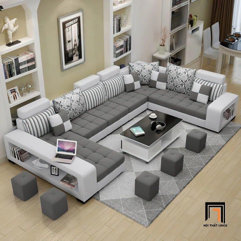 sofa chữ U dài 3m7 cho phòng khách rộng