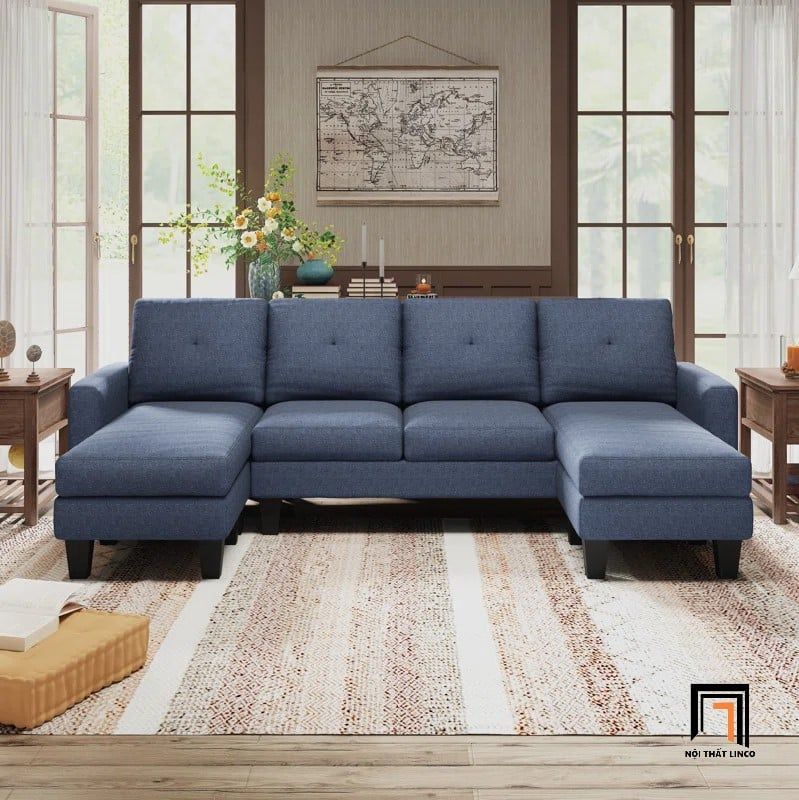 sofa chữ U dài 2m6 vải nỉ bố