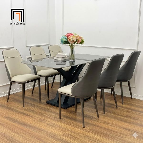 bàn ăn, bộ bàn ăn đá 1m4 6 ghế ngồi, bộ bàn ăn phòng bếp sang trọng, set bàn ghế ăn cao cấp, bàn ăn đá ceramic