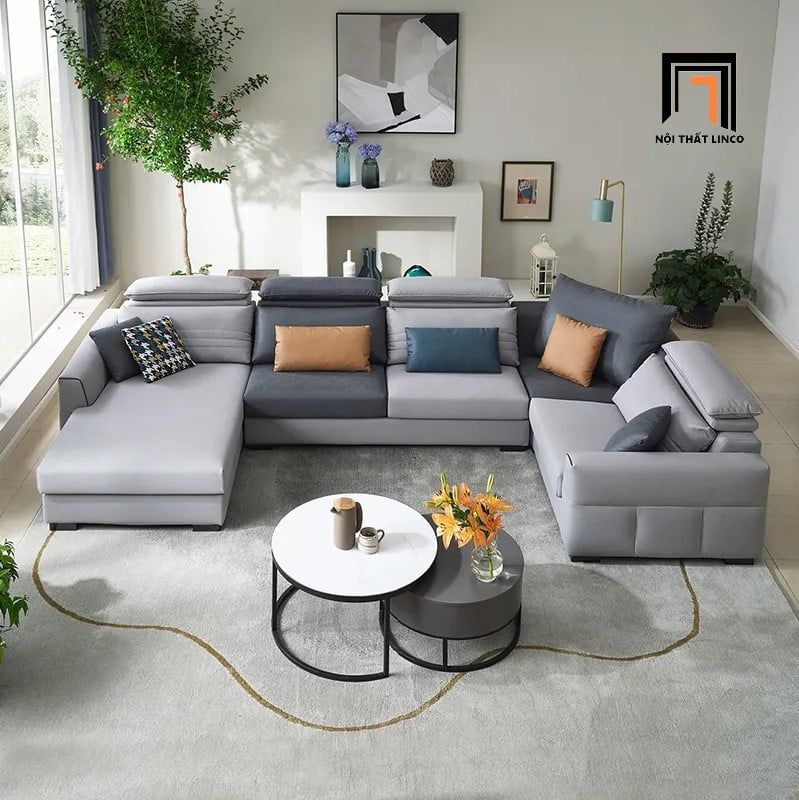 sofa chữ U dài 3m2 cho phòng khách hiện đại