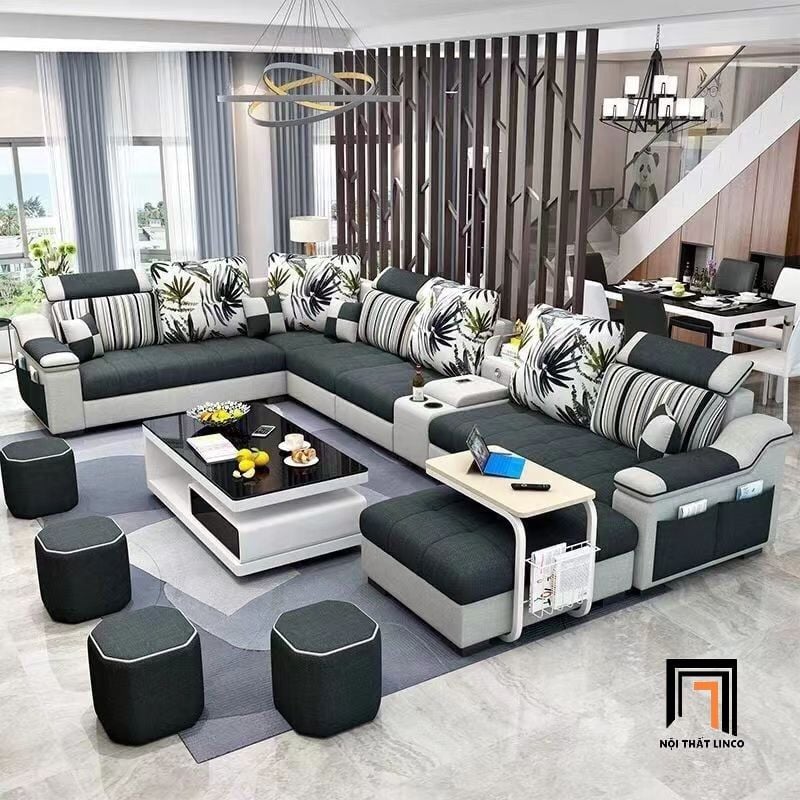 sofa dài chữ U 4m1 hiện đại gia đình