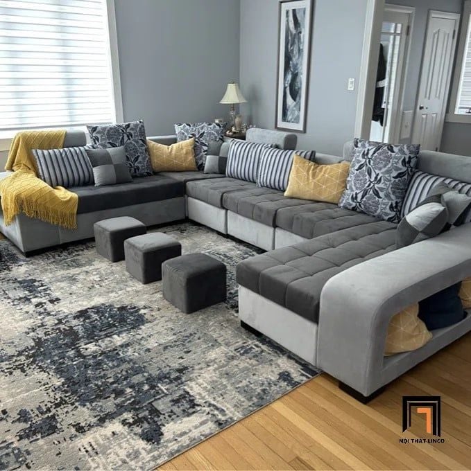 sofa chữ U dài 3m7 cho phòng khách rộng