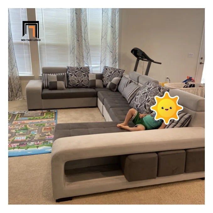 sofa chữ U dài 3m7 cho phòng khách rộng