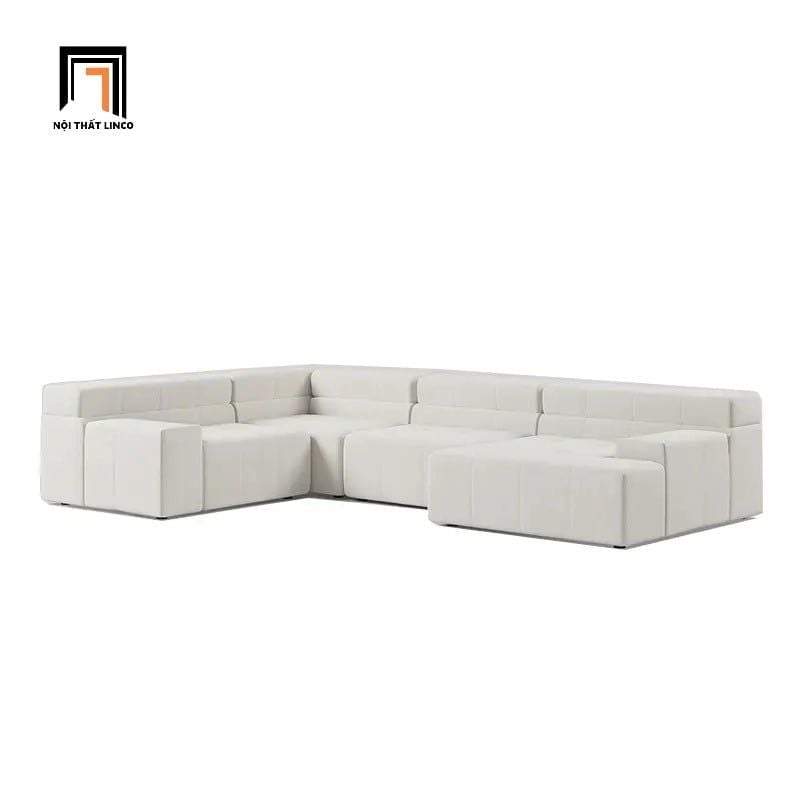 sofa chữ U dài 2m4 màu trắng kem