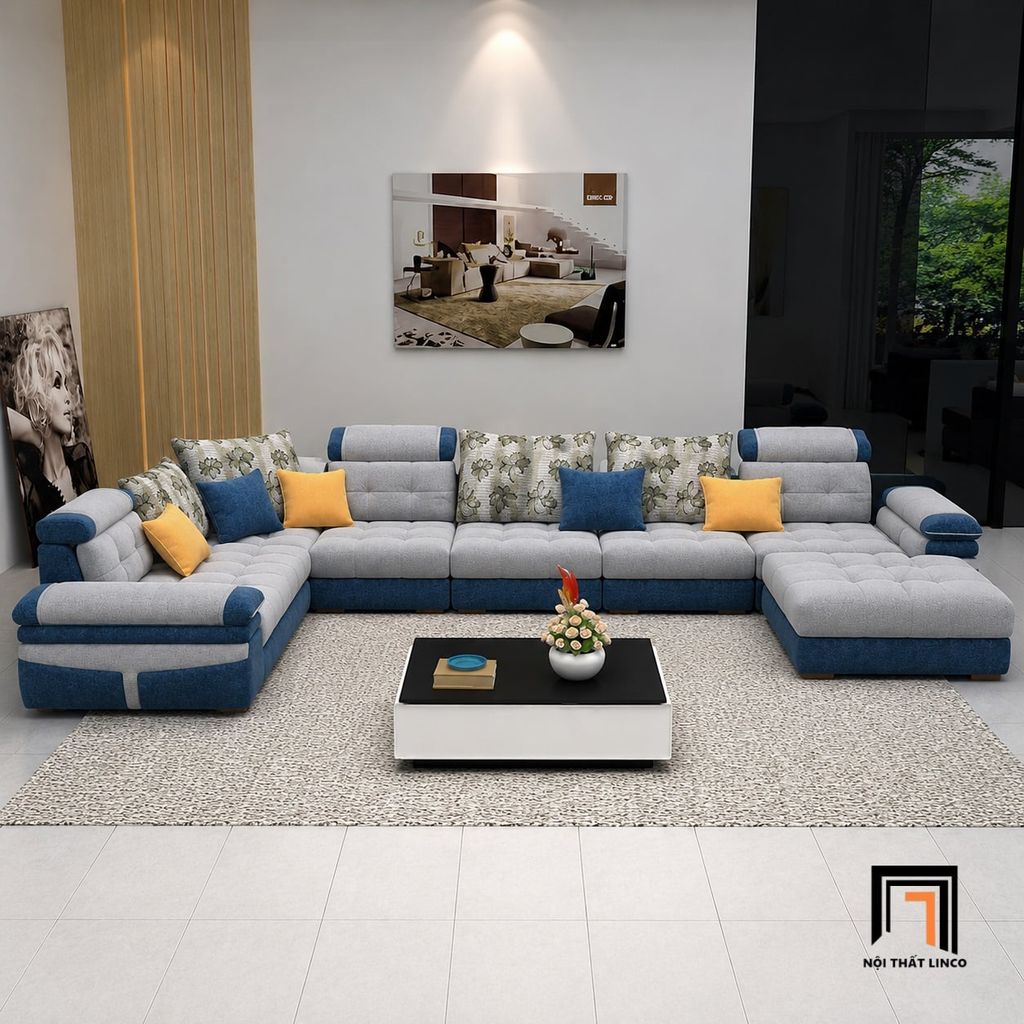 sofa dài chữ U dài 3m55 giá rẻ