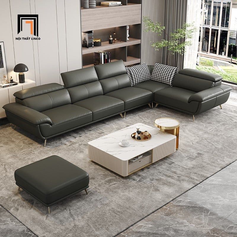 sofa chữ U dài 3m8 xám đen