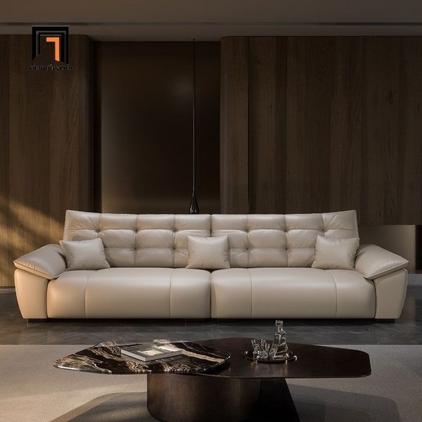 sofa, ghế sofa, sofa băng, sofa văng, sofa da trắng kem, sofa băng hiện đại, sofa băng sang trọng, sofa văng 2m4