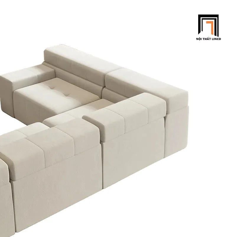 sofa chữ U dài 2m4 màu trắng kem