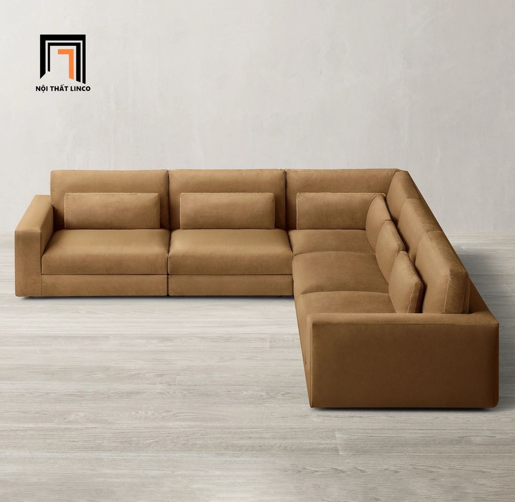 sofa dài chữ U 3m3 màu nâu giá rẻ