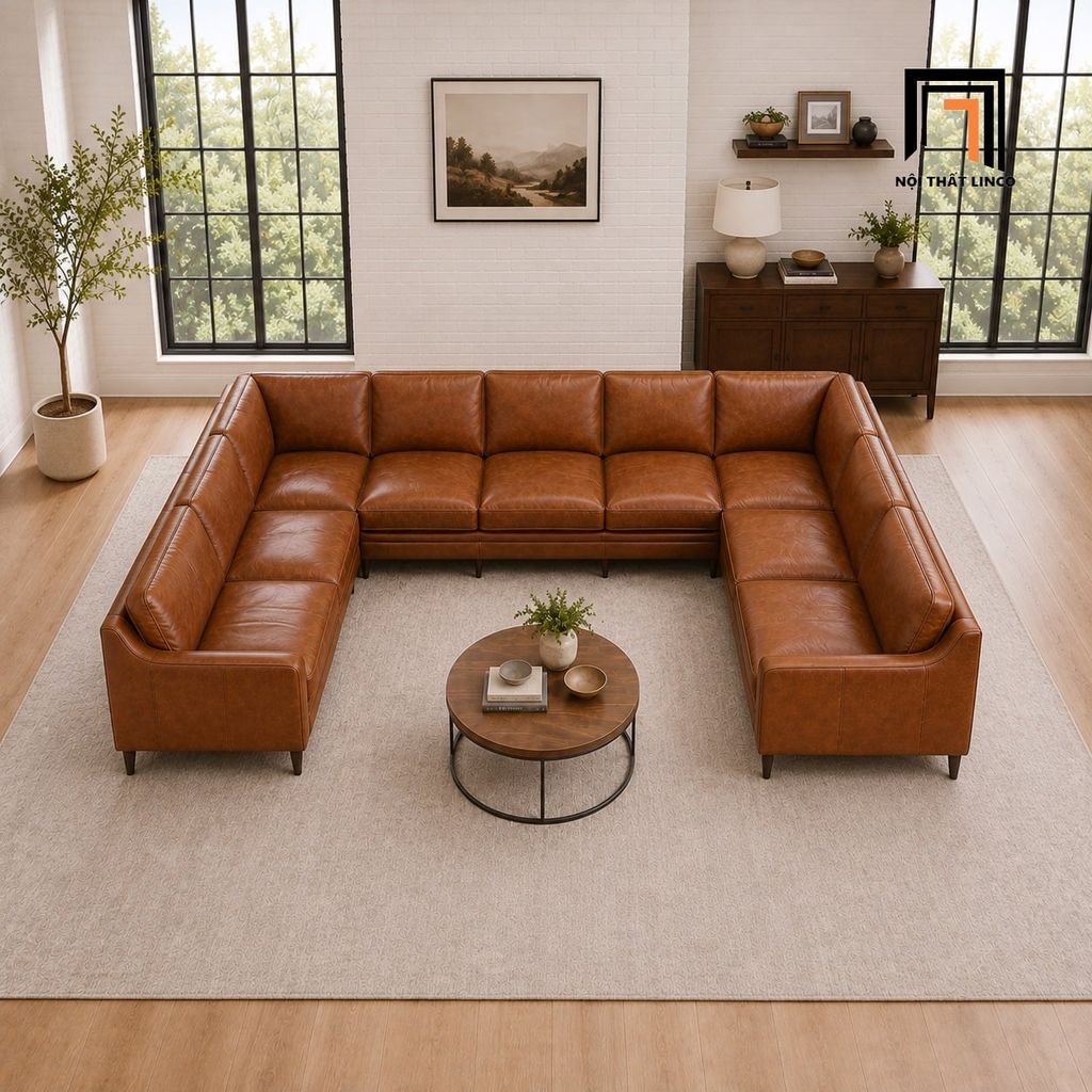sofa chữ U dài 3m4 sang trọng