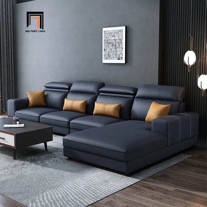 sofa chữ U dài 3m95 da công nghiệp