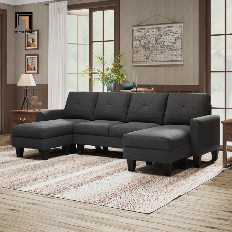 sofa chữ U dài 2m6 vải nỉ bố