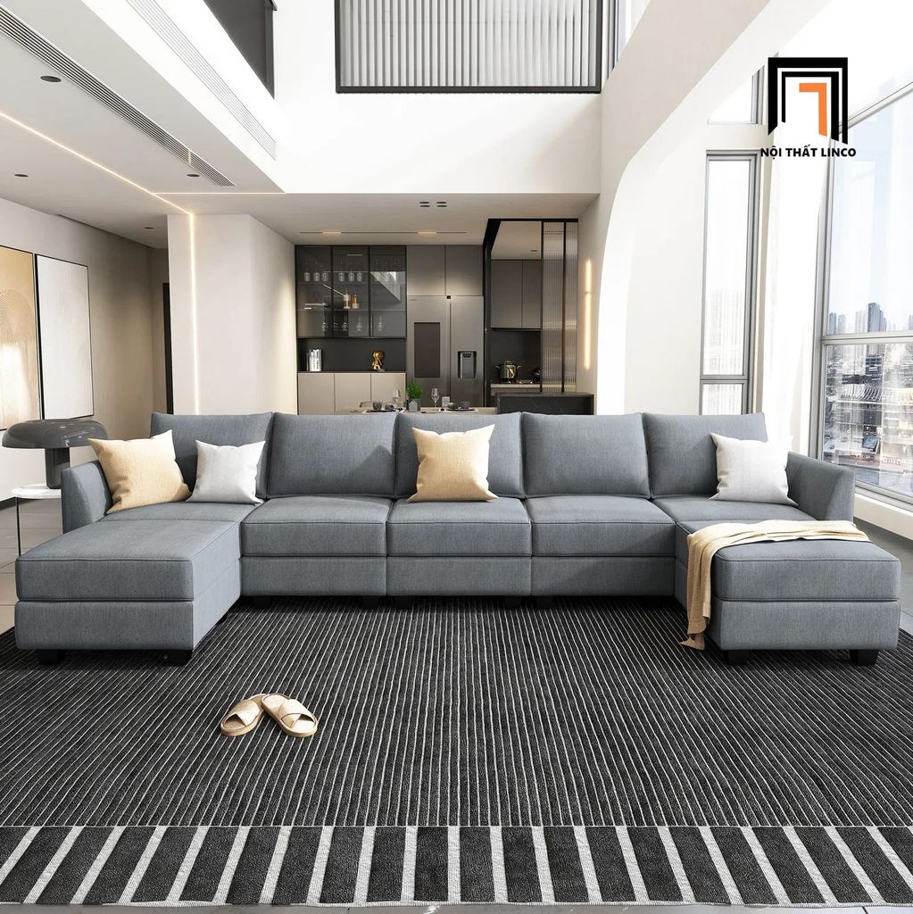 sofa chữ U dài 3m3 vải nỉ
