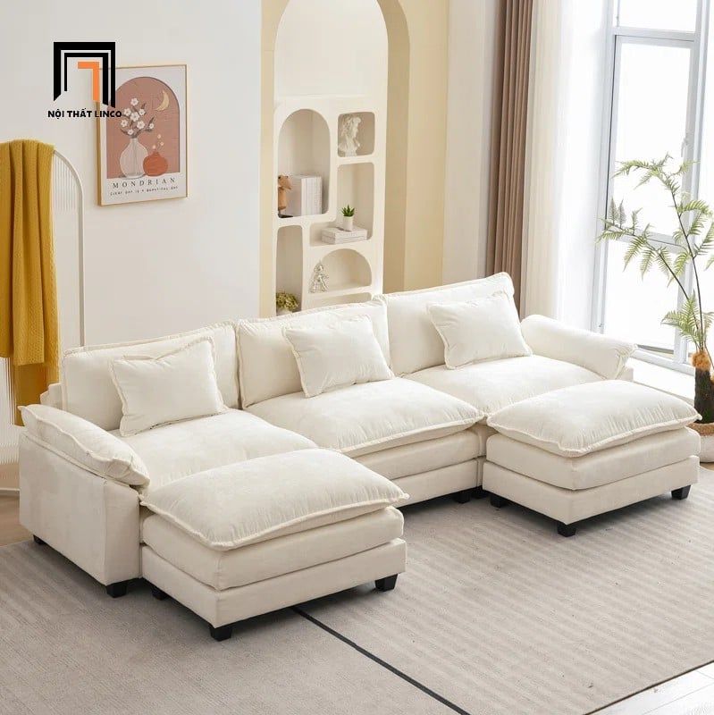 sofa chữ U dài 2m5 vải đen xám nỉ