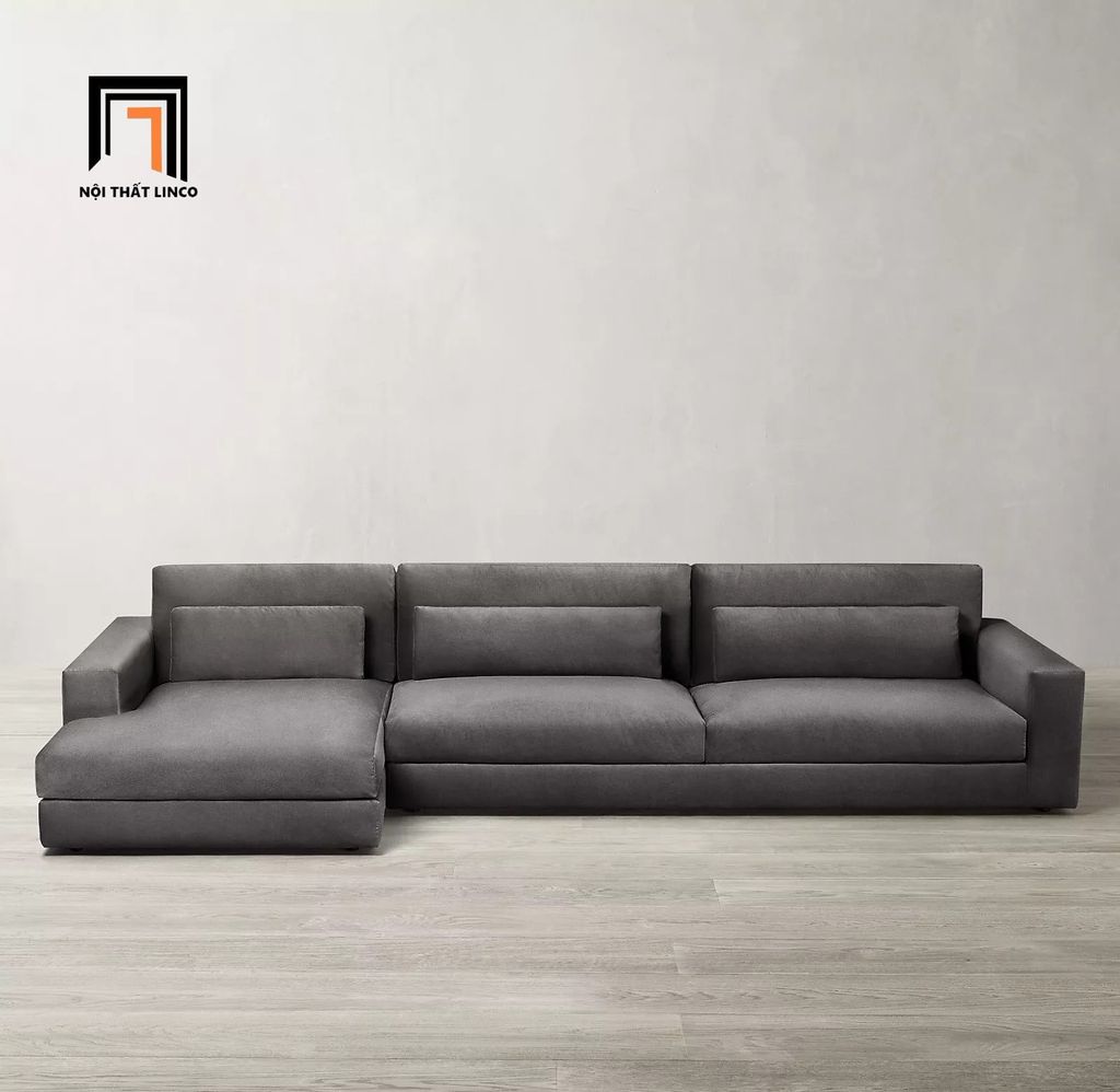 sofa dài chữ U 3m3 màu nâu giá rẻ