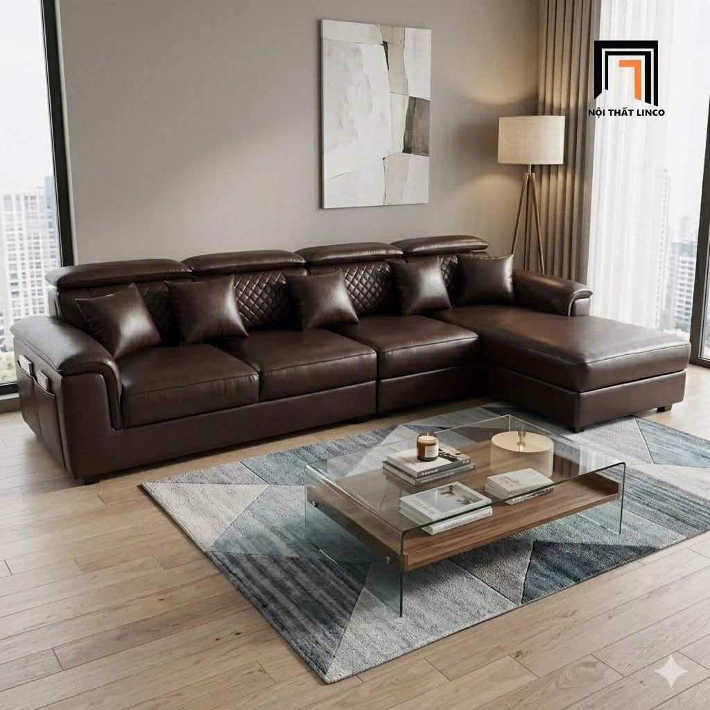 sofa chữ U bọc da