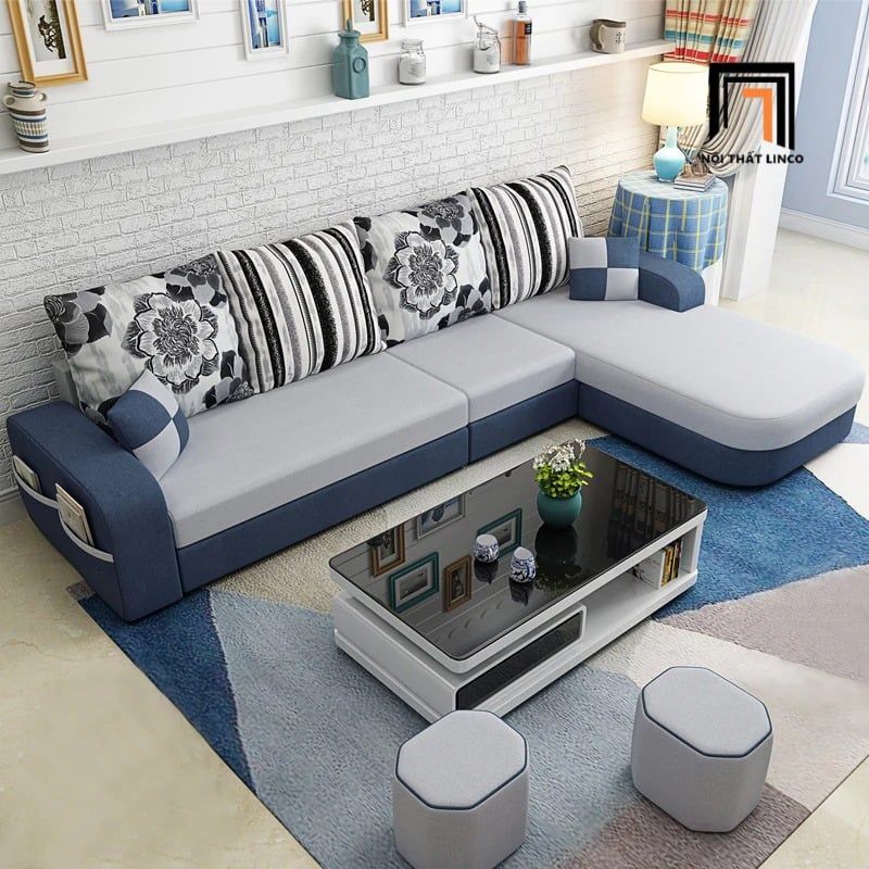 sofa chữ U dài 3m1 vải nỉ