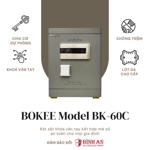 Két sắt BOKEE BK-60C (55kg) Thông Minh Kích Thước Lớn