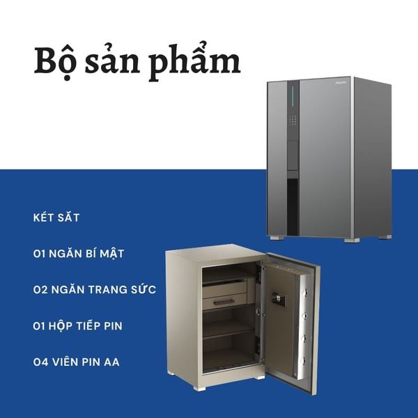 Tổng quan và bộ sản phẩm Két sắt PHILIPS VALIS-8BU (163kg)