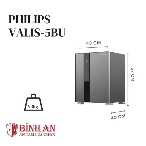 Kích thước ngoài của két sắt PHILIPS VALIS-5BU (93kg)