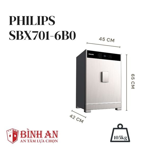 Két sắt PHILIPS SBX701-6B0 Với Thiết Kế Lót Da Cao Cấp