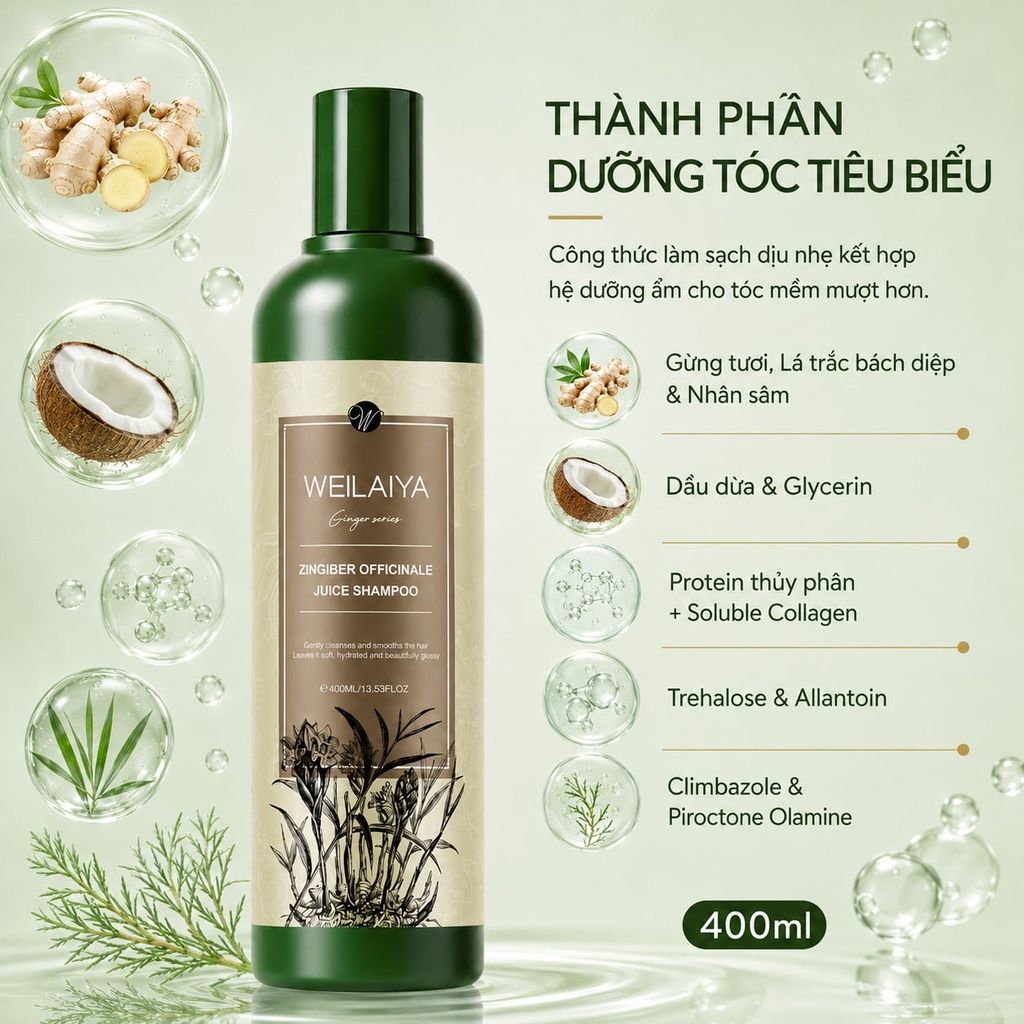 Thành phần Dầu gội Weilaiya Zingiber Officinale Juice Shampoo