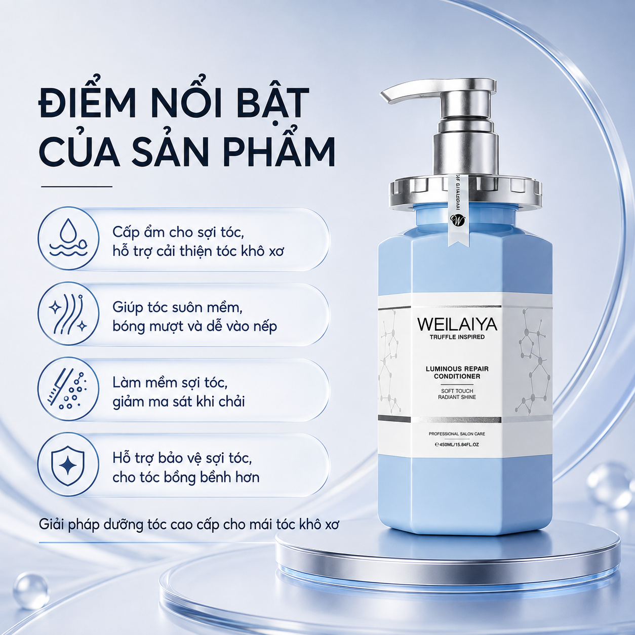 điểm nổi bật Dầu Xả Weilaiya Luminous Repair Conditioner