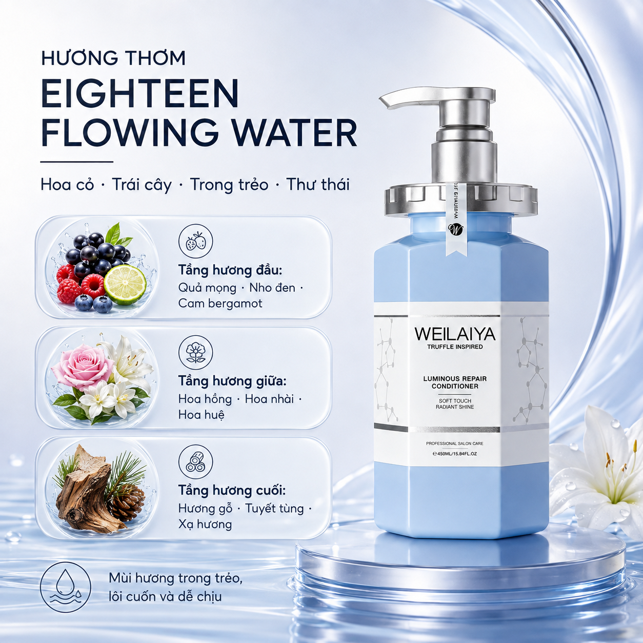 Mùi hương Dầu Xả Weilaiya Luminous Repair Conditioner